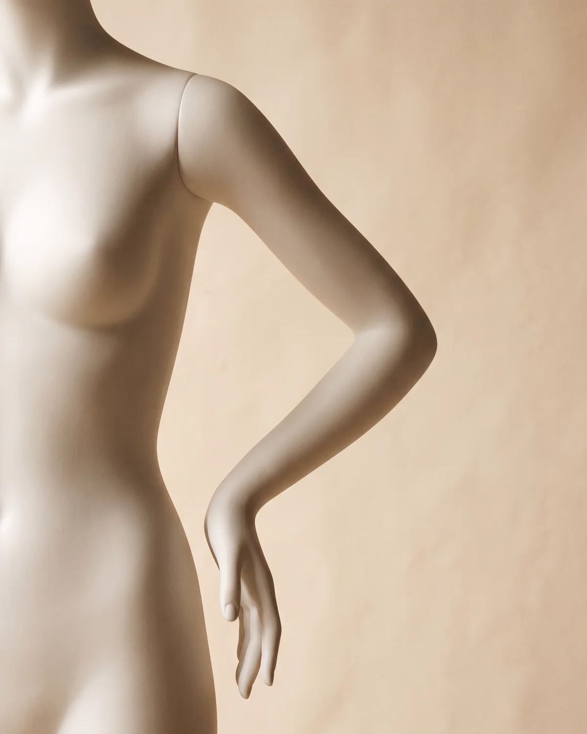 The full arms area shown on a ceramic figure