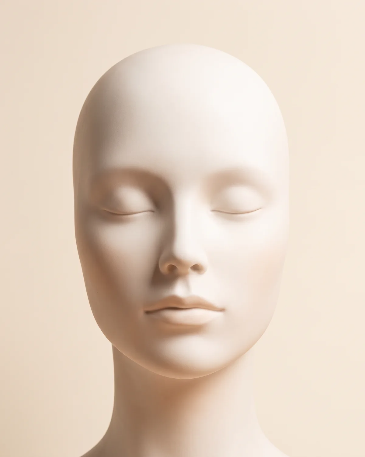 The full face area shown on a ceramic figure