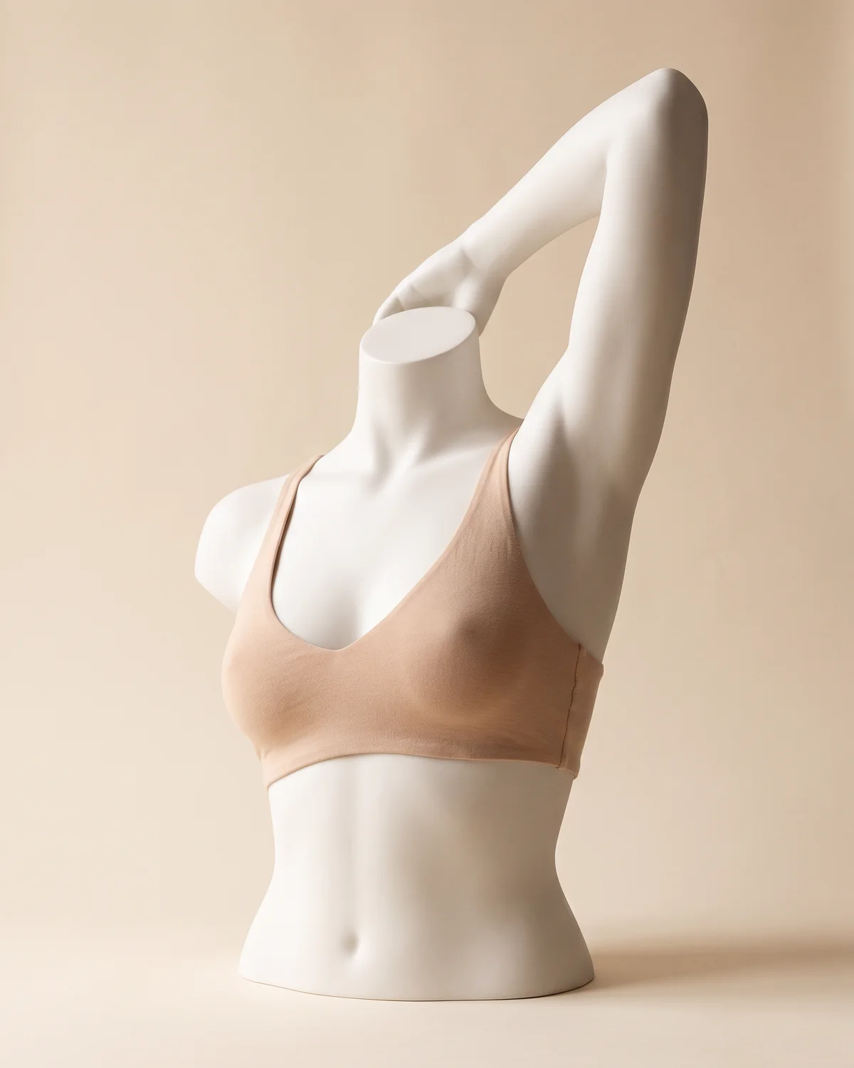 The under arms area shown on a ceramic figure